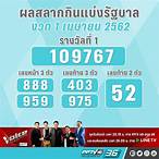 ผลการออกสลากกินแบ่งรัฐบาล 1 เมษายน 2562